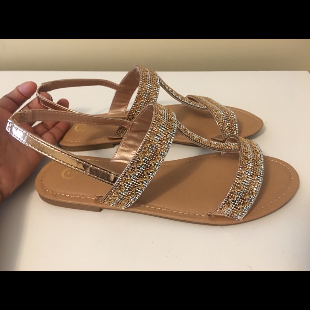 Gold and silver diamond sandals